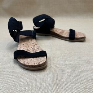 Moda Spana Black Suede & Elastic Strappy Flat Sandals